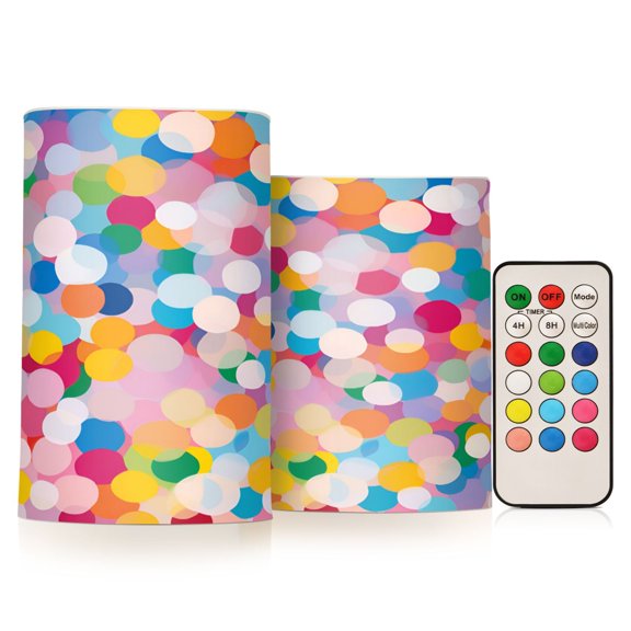 Yayeee Flameless Candles with Remote Flickering Battery Operated Multi Color Changing, Purple Colorful Circles