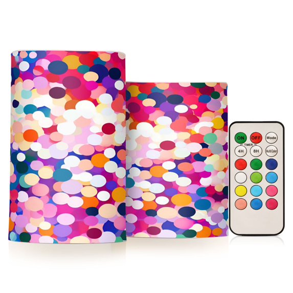 Yayeee Flameless Candles with Remote Flickering Battery Operated Multi Color Changing, Purple Colorful Circles