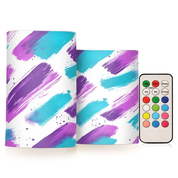 Yayeee Flameless Candles with Remote Flickering Battery Operated Multi Color Changing, Purple Drawing