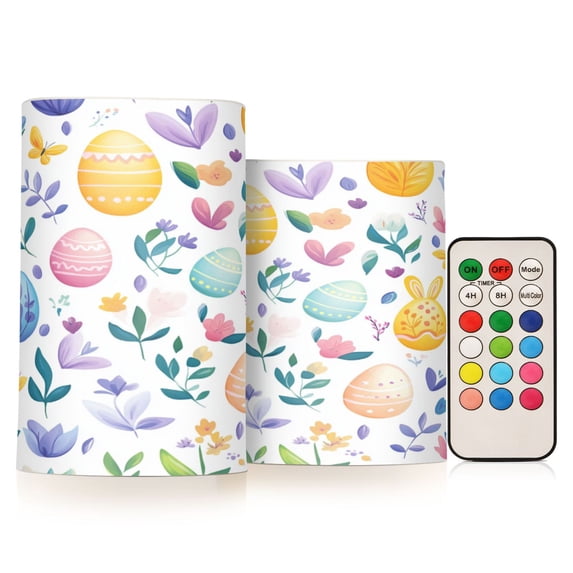 Yayeee Flameless Candles with Remote Flickering Battery Operated Multi Color Changing, Purple Easter Eggs