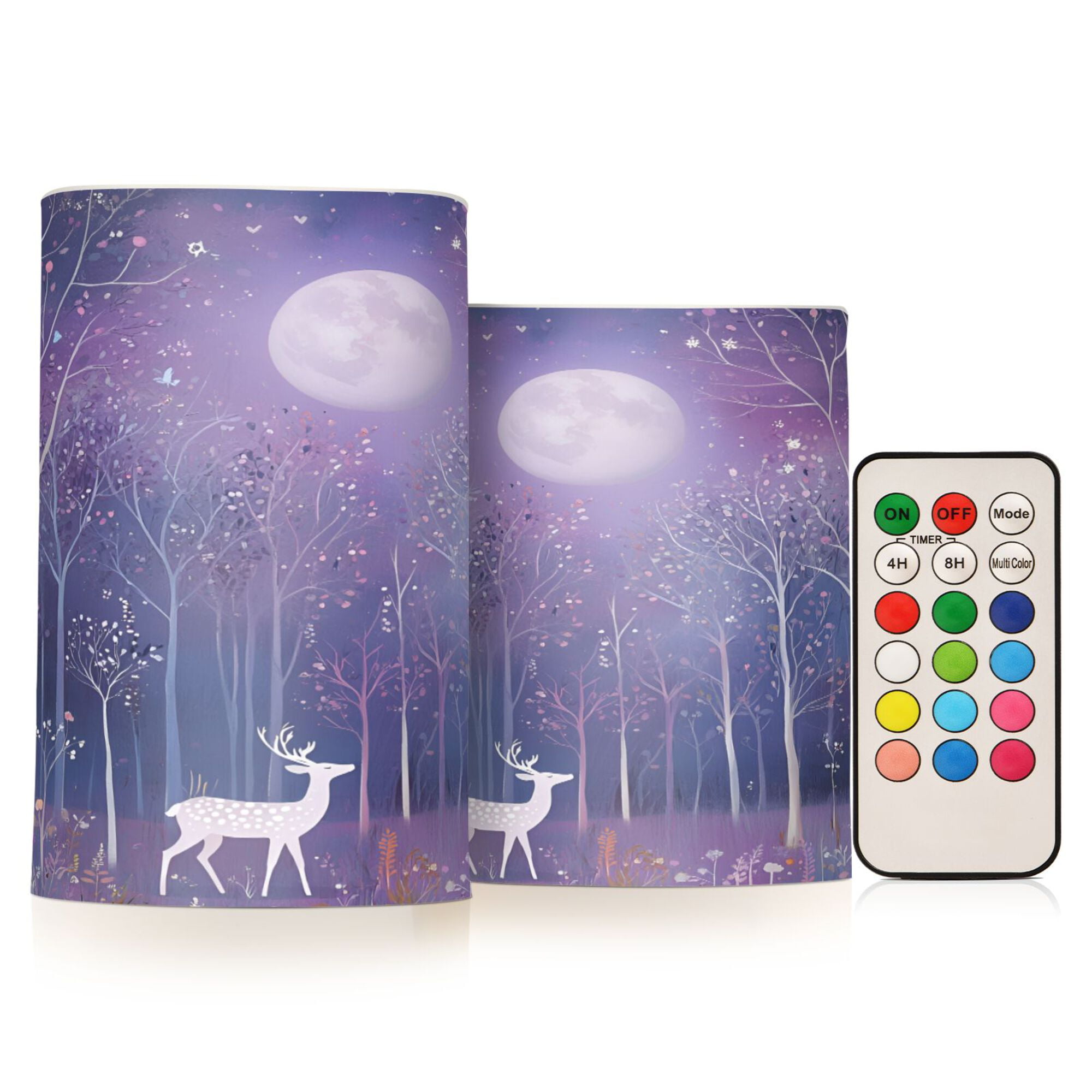 Yayeee Flameless Candles with Remote Flickering Battery Operated Multi Color Changing, Purple Forest