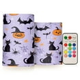 thumbnail image 1 of Yayeee Flameless Candles with Remote Flickering Battery Operated Multi Color Changing, Purple Halloween Pumpkin, 1 of 7