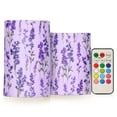 thumbnail image 1 of Yayeee Flameless Candles with Remote Flickering Battery Operated Multi Color Changing, Purple Lavender Pattern, 1 of 7