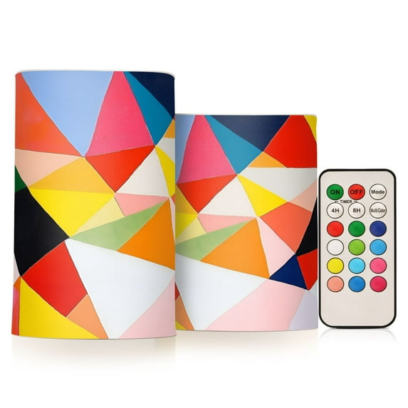Yayeee Flameless Candles with Remote Flickering Battery Operated Multi Color Changing, Purple Triangles