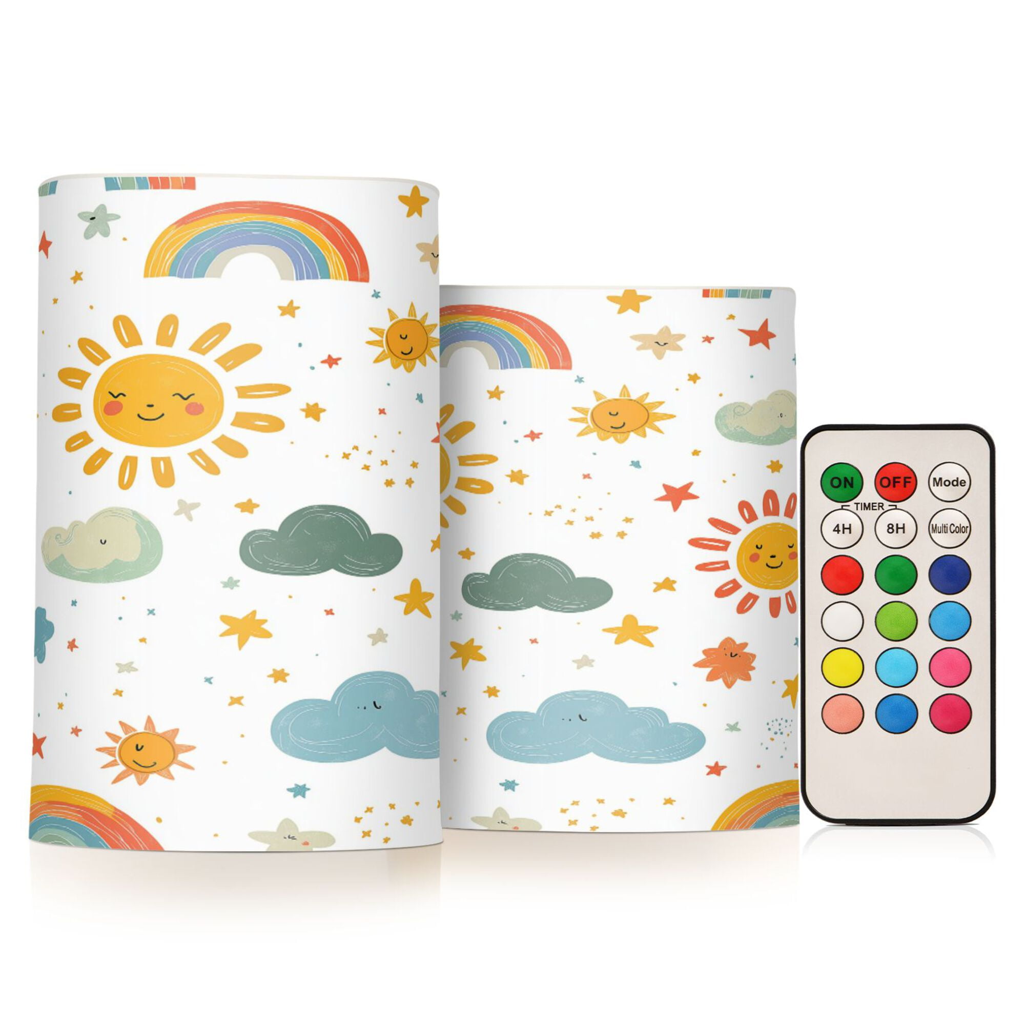 Yayeee Flameless Candles with Remote Flickering Battery Operated Multi Color Changing, Rainbows Pattern