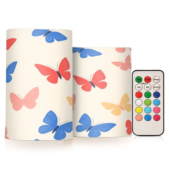 Yayeee Flameless Candles with Remote Flickering Battery Operated Multi Color Changing, Red Butterflies
