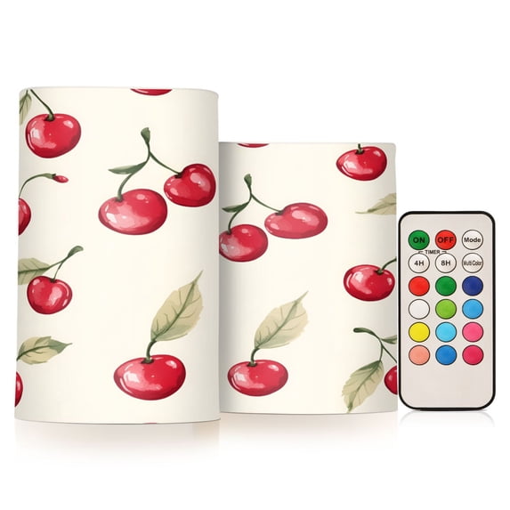 Yayeee Flameless Candles with Remote Flickering Battery Operated Multi Color Changing, Red Cherry