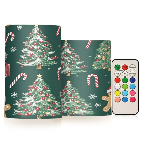 Yayeee Flameless Candles with Remote Flickering Battery Operated Multi Color Changing, Red Christmas Gingerbread