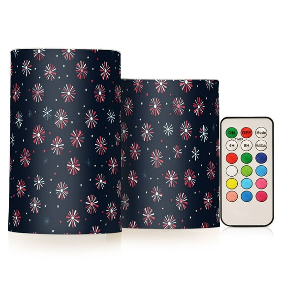 Yayeee Flameless Candles with Remote Flickering Battery Operated Multi Color Changing, Red Fireworks Pattern