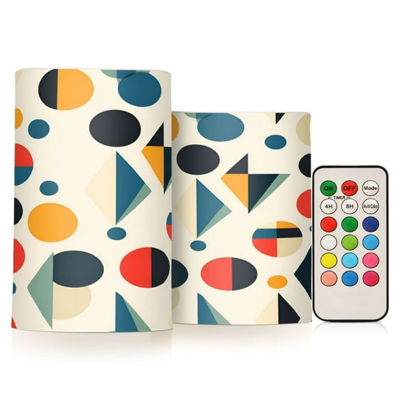 Yayeee Flameless Candles with Remote Flickering Battery Operated Multi Color Changing, Red Geometric