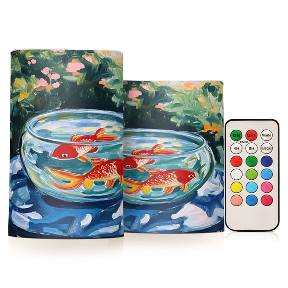 Yayeee Flameless Candles with Remote Flickering Battery Operated Multi Color Changing, Red Goldfish
