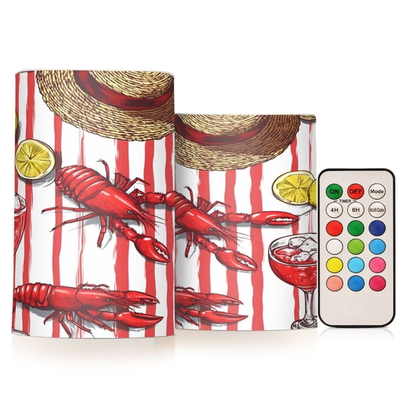 Yayeee Flameless Candles with Remote Flickering Battery Operated Multi Color Changing, Red Lobster