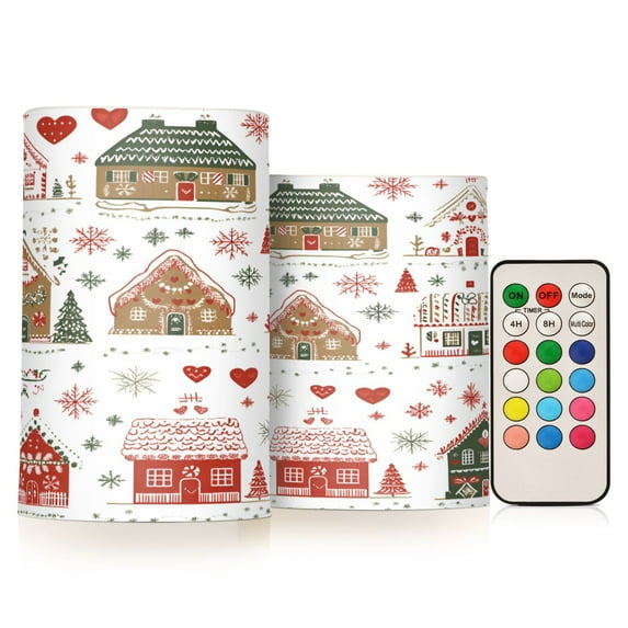 Yayeee Flameless Candles with Remote Flickering Battery Operated Multi Color Changing, Red Nordic Christmas House