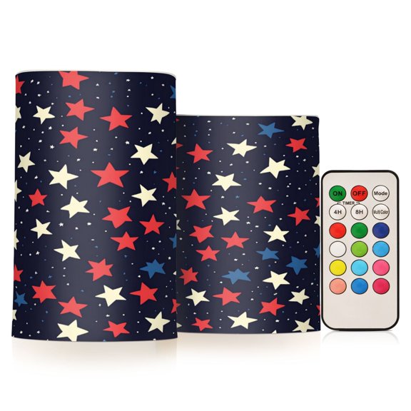 Yayeee Flameless Candles with Remote Flickering Battery Operated Multi Color Changing, Red Starry Pattern