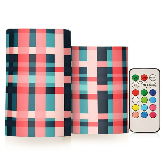 Yayeee Flameless Candles with Remote Flickering Battery Operated Multi Color Changing, Red Teal Stripes