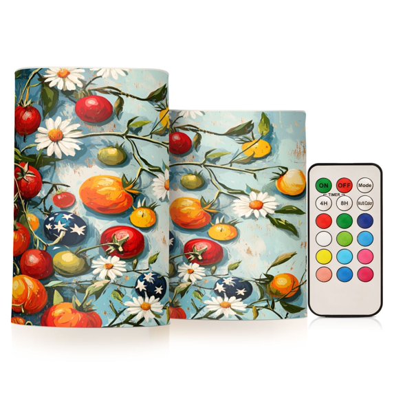 Yayeee Flameless Candles with Remote Flickering Battery Operated Multi Color Changing, Red Tomatoes