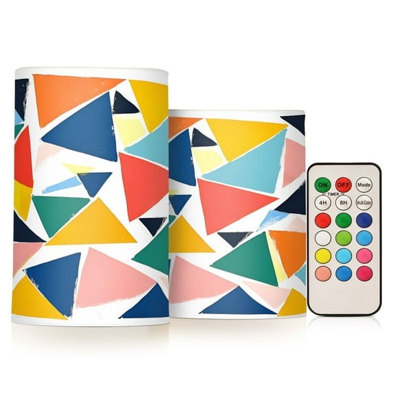 Yayeee Flameless Candles with Remote Flickering Battery Operated Multi Color Changing, Red Triangles