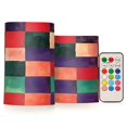 thumbnail image 1 of Yayeee Flameless Candles with Remote Flickering Battery Operated Multi Color Changing, Red and Purple Plaid Pattern, 1 of 7