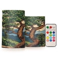 thumbnail image 1 of Yayeee Flameless Candles with Remote Flickering Battery Operated Multi Color Changing, Retro Pine Tree, 1 of 7