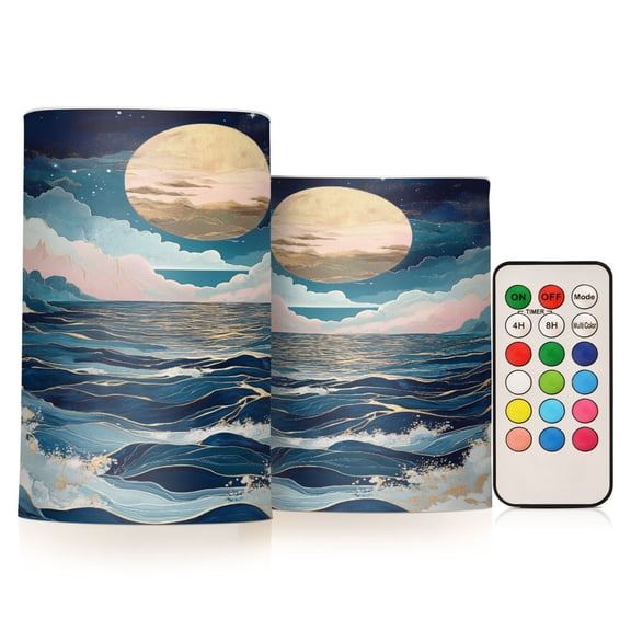Yayeee Flameless Candles with Remote Flickering Battery Operated Multi Color Changing, Rolling Waves