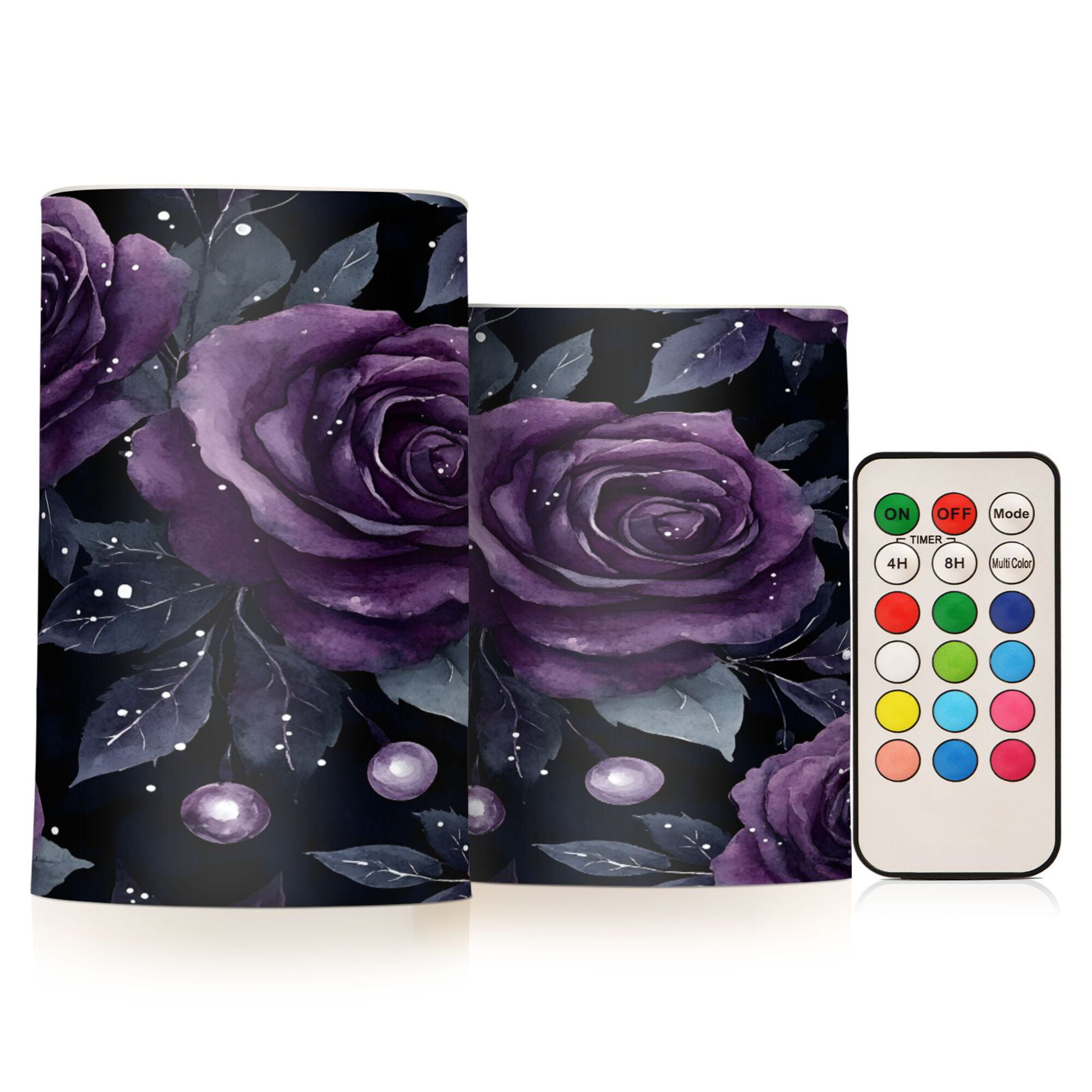 Yayeee Flameless Candles with Remote Flickering Battery Operated Multi Color Changing, Roses and Pearls