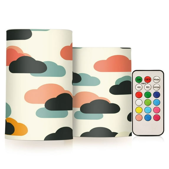Yayeee Flameless Candles with Remote Flickering Battery Operated Multi Color Changing, Simple Clouds