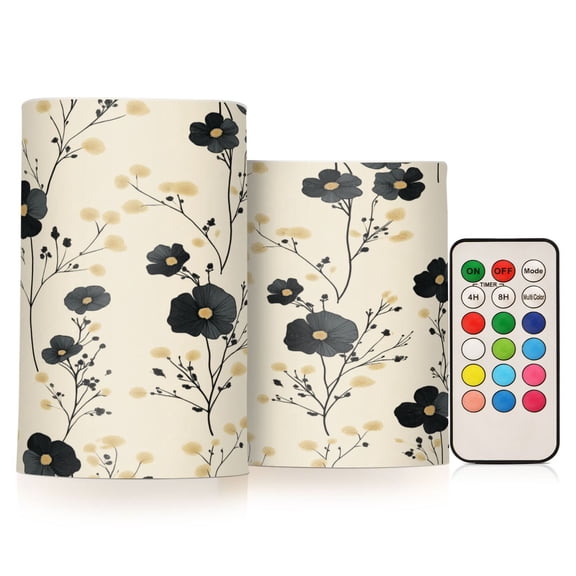 Yayeee Flameless Candles with Remote Flickering Battery Operated Multi Color Changing, Small Black Flowers