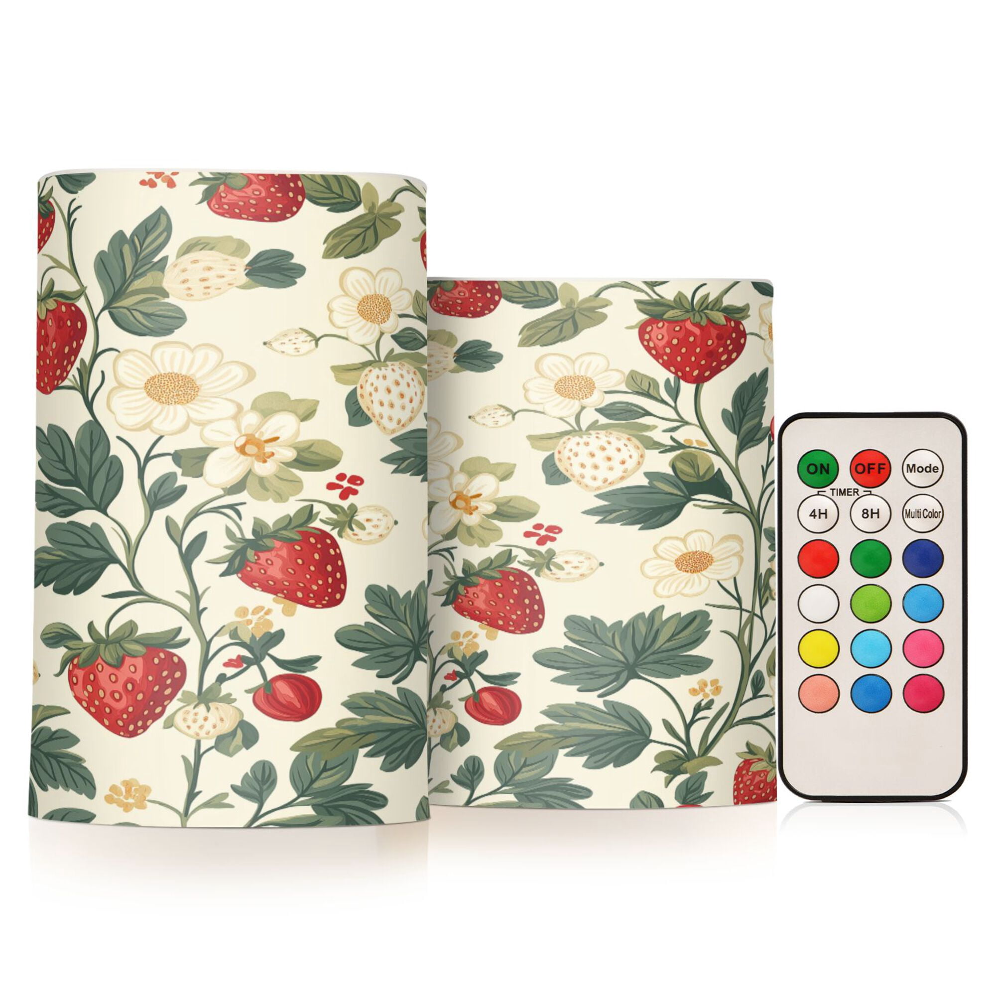 Yayeee Flameless Candles with Remote Flickering Battery Operated Multi Color Changing, Small Strawberry Pattern