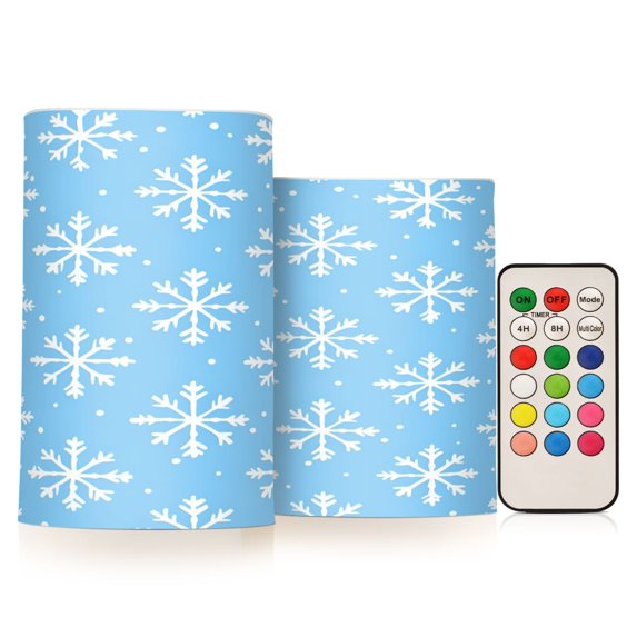 Yayeee Flameless Candles with Remote Flickering Battery Operated Multi Color Changing, Christmas Ornaments Pattern