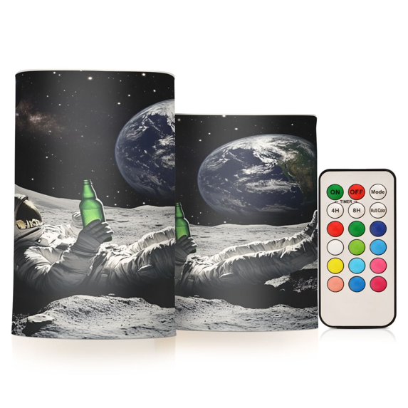 Yayeee Flameless Candles with Remote Flickering Battery Operated Multi Color Changing, Space Earth