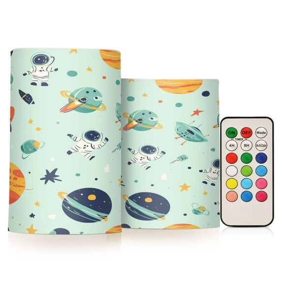 Yayeee Flameless Candles with Remote Flickering Battery Operated Multi Color Changing, Space Patterns