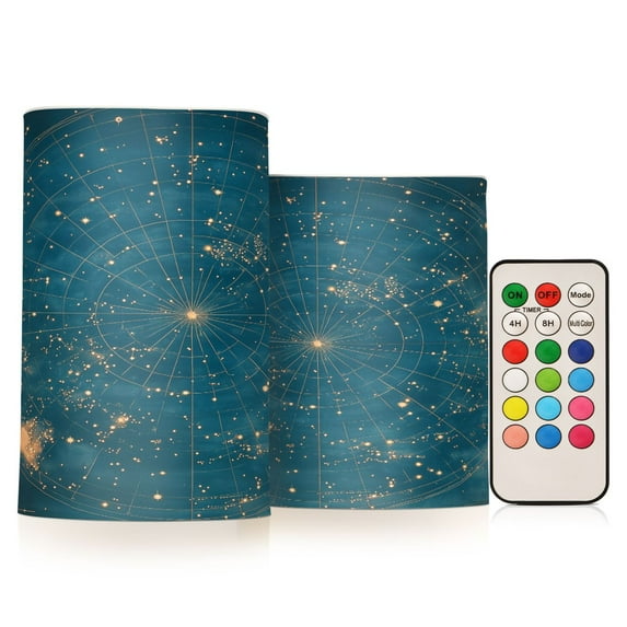 Yayeee Flameless Candles with Remote Flickering Battery Operated Multi Color Changing, Star Map