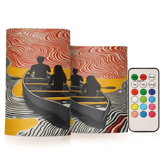Yayeee Flameless Candles with Remote Flickering Battery Operated Multi Color Changing, Striped Boat