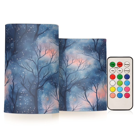 Yayeee Flameless Candles with Remote Flickering Battery Operated Multi Color Changing, Trees in The Night