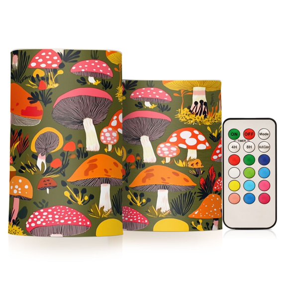 Yayeee Flameless Candles with Remote Flickering Battery Operated Multi Color Changing, Vibrant Mushroom