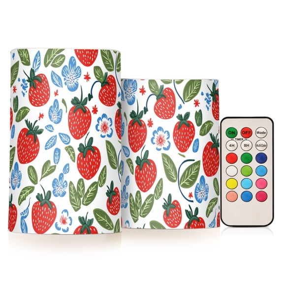 Yayeee Flameless Candles with Remote Flickering Battery Operated Multi Color Changing, Vibrant Strawberries
