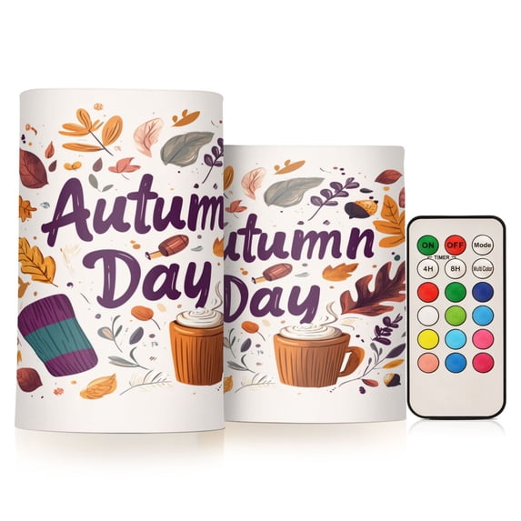 Yayeee Flameless Candles with Remote Flickering Battery Operated Multi Color Changing, Warm Autumn Day