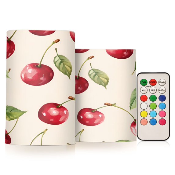 Yayeee Flameless Candles with Remote Flickering Battery Operated Multi Color Changing, Watercolor Cherry