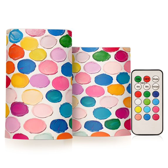 Yayeee Flameless Candles with Remote Flickering Battery Operated Multi Color Changing, Watercolor Circles