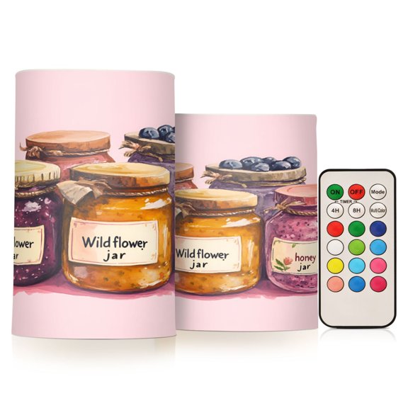 Yayeee Flameless Candles with Remote Flickering Battery Operated Multi Color Changing, Watercolor Jam