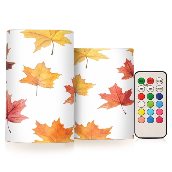 Yayeee Flameless Candles with Remote Flickering Battery Operated Multi Color Changing, White Autumn Leaves