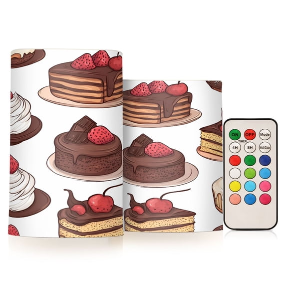 Yayeee Flameless Candles with Remote Flickering Battery Operated Multi Color Changing, White Chocolate Cakes