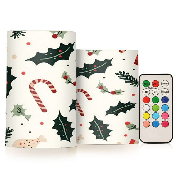 Yayeee Flameless Candles with Remote Flickering Battery Operated Multi Color Changing, Abstract Geometric