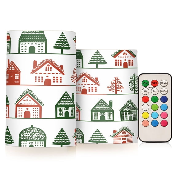 Yayeee Flameless Candles with Remote Flickering Battery Operated Multi Color Changing, White Christmas House