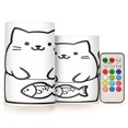 thumbnail image 1 of Yayeee Flameless Candles with Remote Flickering Battery Operated Multi Color Changing, White Chubby Cat, 1 of 7