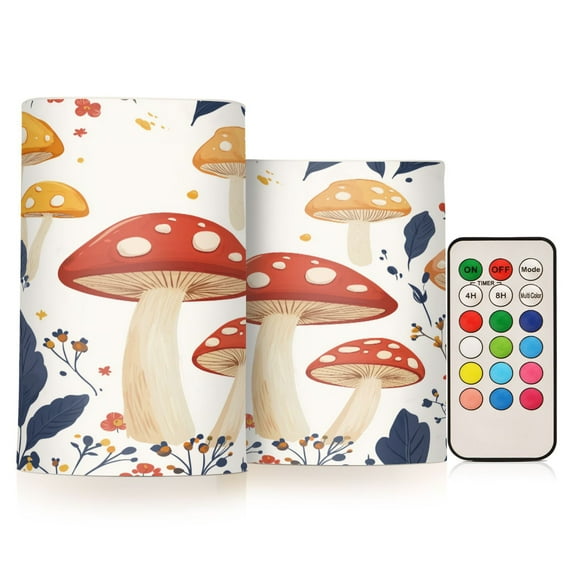 Yayeee Flameless Candles with Remote Flickering Battery Operated Multi Color Changing, White Mushroom