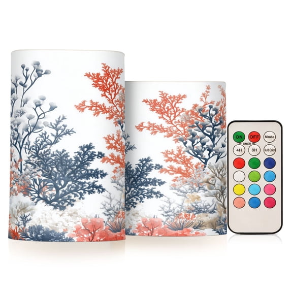 Yayeee Flameless Candles with Remote Flickering Battery Operated Multi Color Changing, White Sea Plants