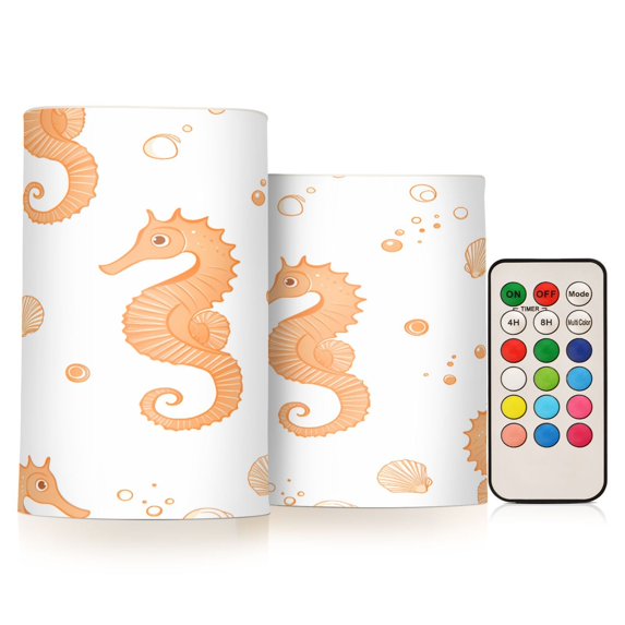 Yayeee Flameless Candles with Remote Flickering Battery Operated Multi Color Changing, White Seahorse
