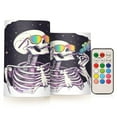 thumbnail image 1 of Yayeee Flameless Candles with Remote Flickering Battery Operated Multi Color Changing, White Skeleton, 1 of 7