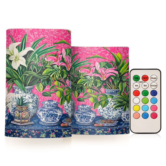 Yayeee Flameless Candles with Remote Flickering Battery Operated Multi Color Changing, White Vibrant Flowers